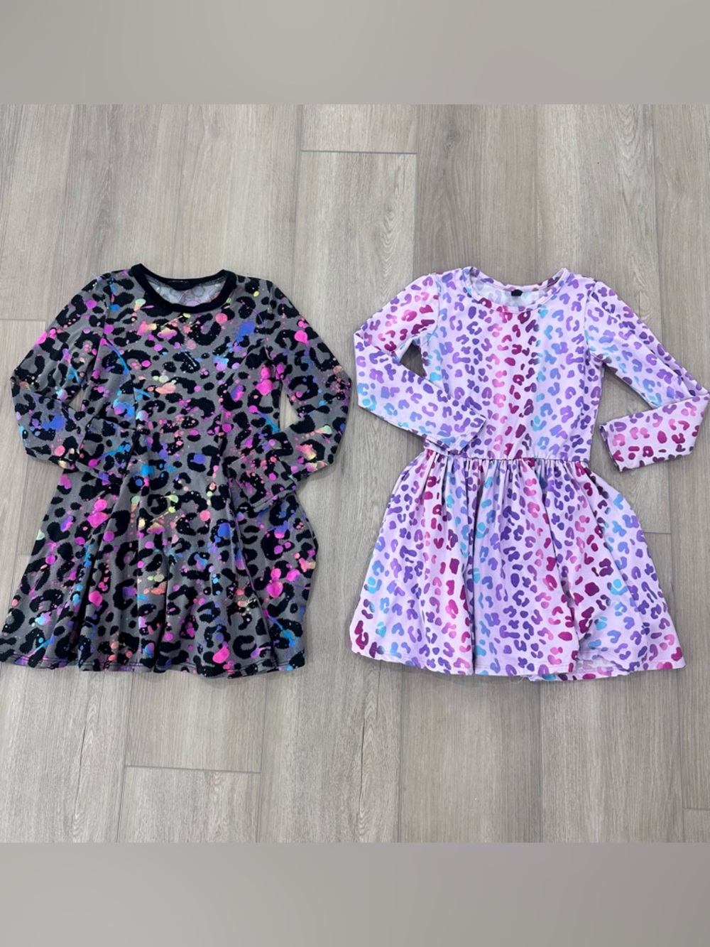 Pixielane printed long sleeve fit & flare dresses girls size 6 multicolor